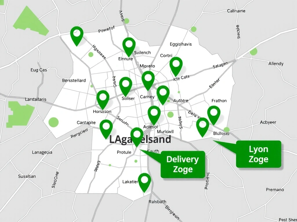 Carte illustrant les zones de livraison de Lyonchefvb