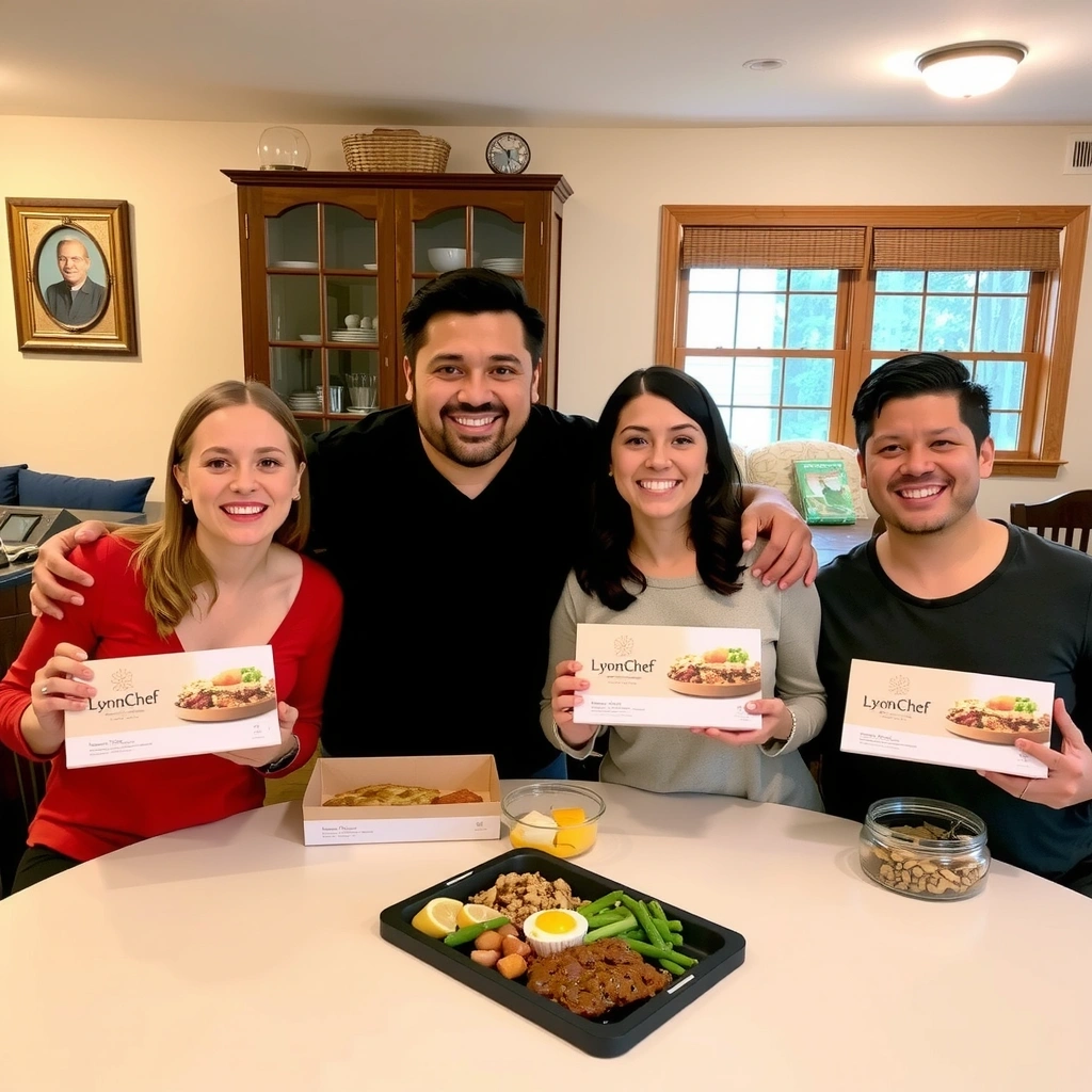 Famille heureuse avec produits Lyonchefvb