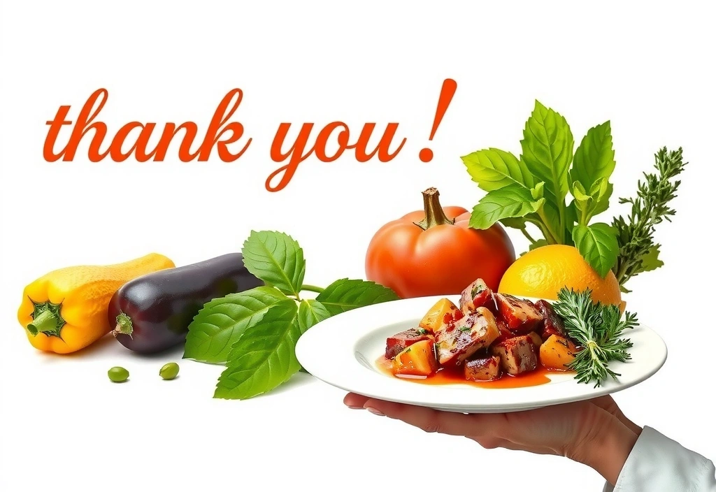 Illustration d'un remerciement avec un plat sain préparé par Lyonchefvb